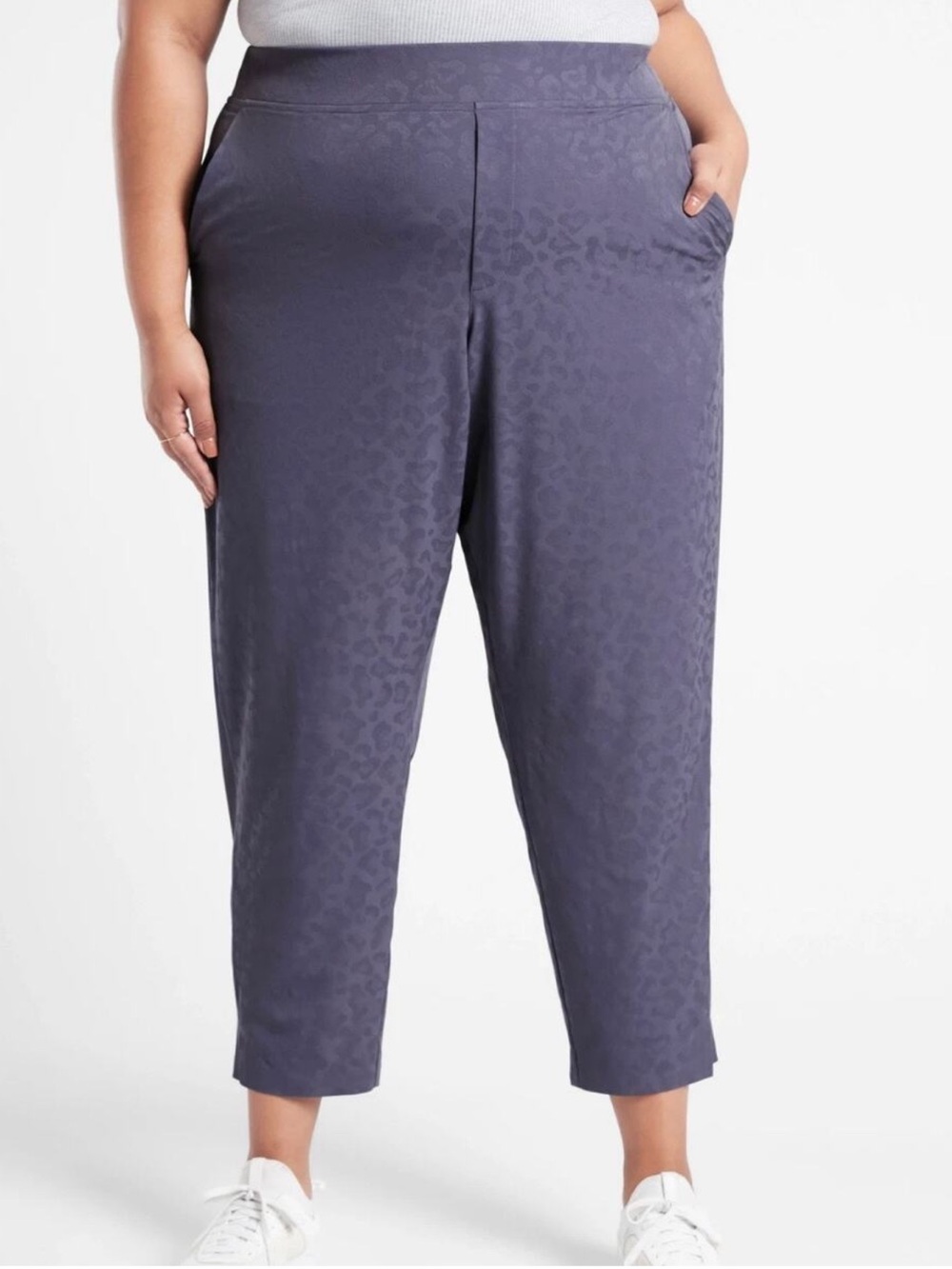 Athleta‎ Brooklyn Textured Ankle Pant-Medieval Violet-Leopard Print Plus Size 22